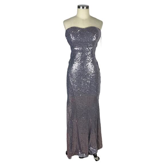 LULUS Purple Sequin Strapless Maxi Gown Dress Formal Size Small NWT Prom Glam - Picture 1 of 9